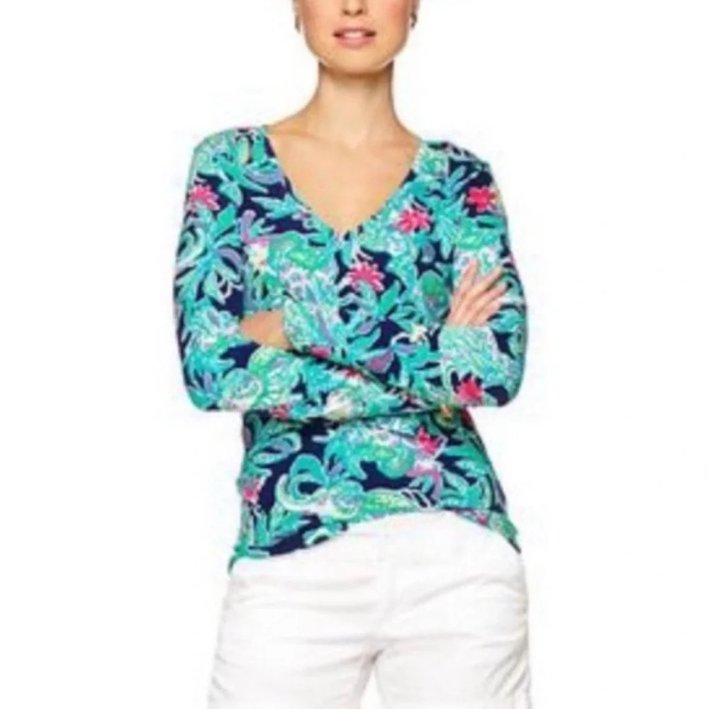 Lilly Pulitzer Jodie Trunk Show Colorful Long Sleeve Womens Top Size‎ Small